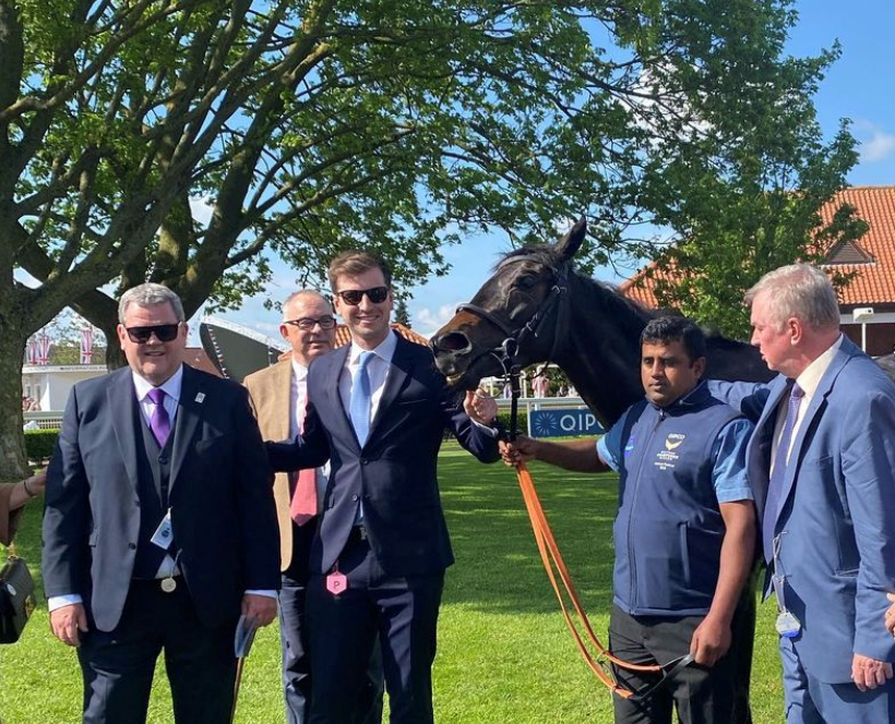 Jack Channon in the winner's enclosure at the Guineas Meeting this month.
